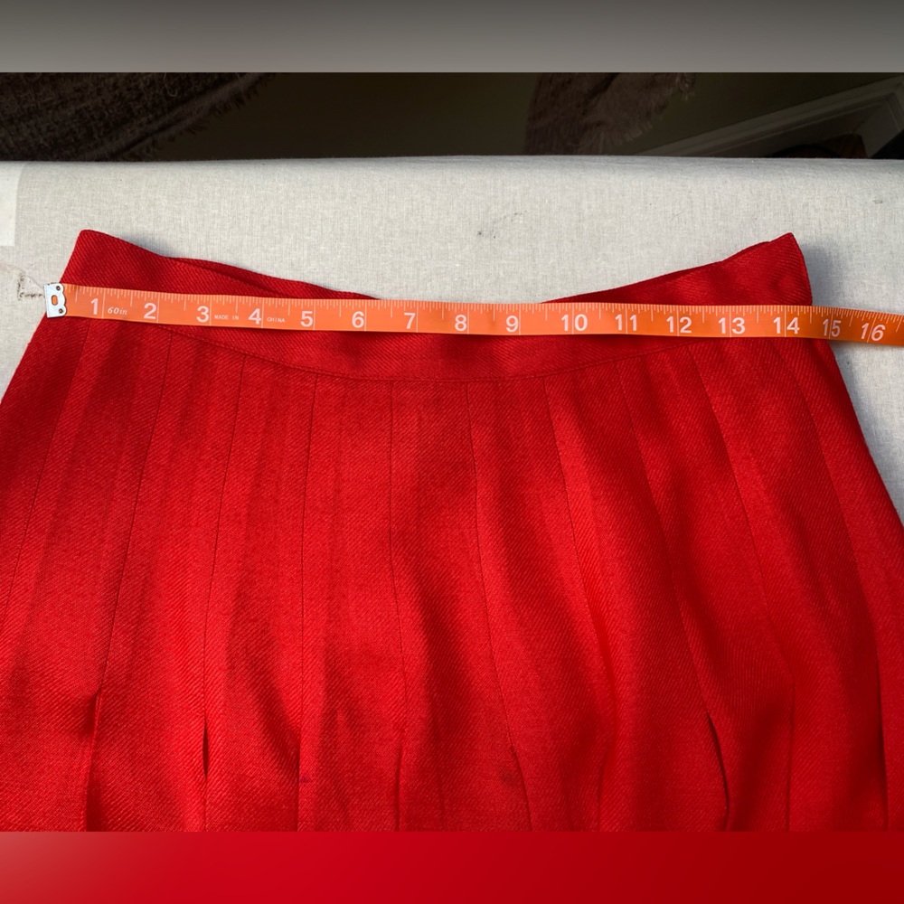 Vintage Christian Dior Separates Pleated Red Wool Blend Skirt Size 12 - Picture 12 of 15